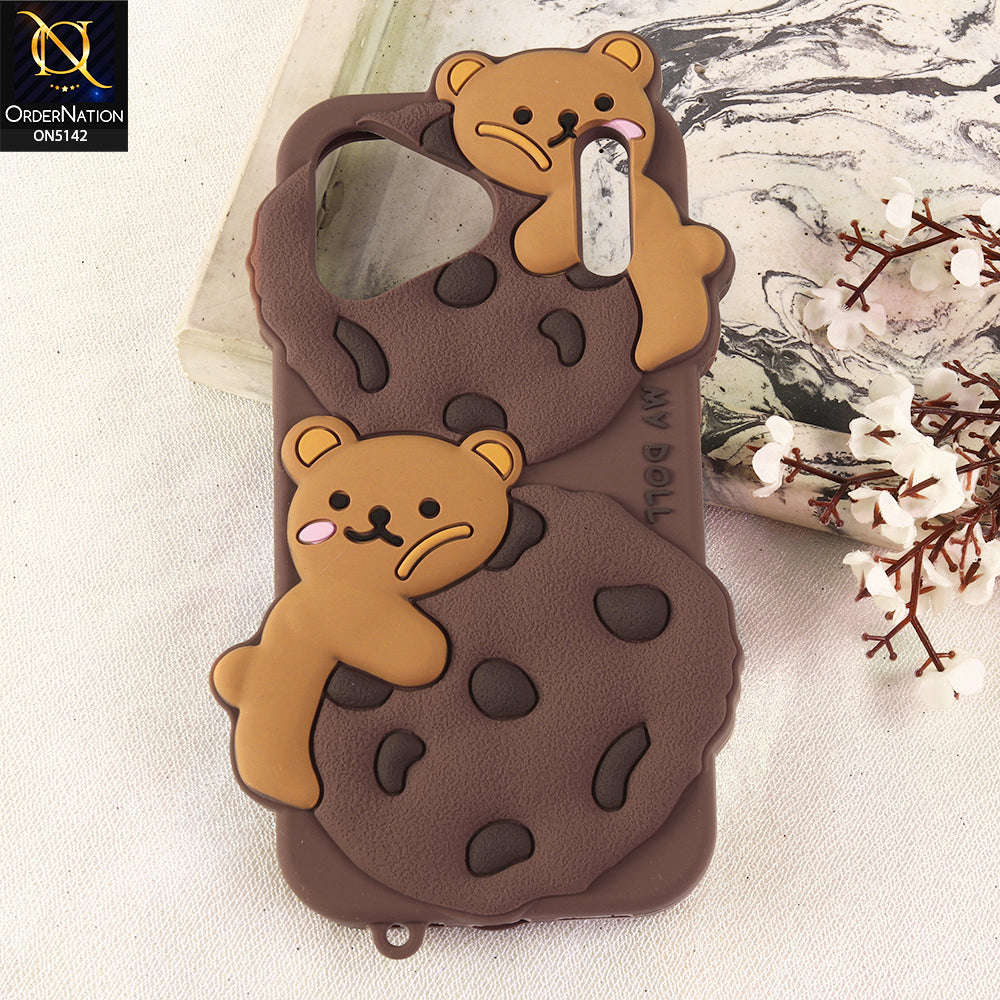 iPhone 17 Pro Cover - Brown - 3D Cartoon Kawaii Cookie Soft Silicon Case