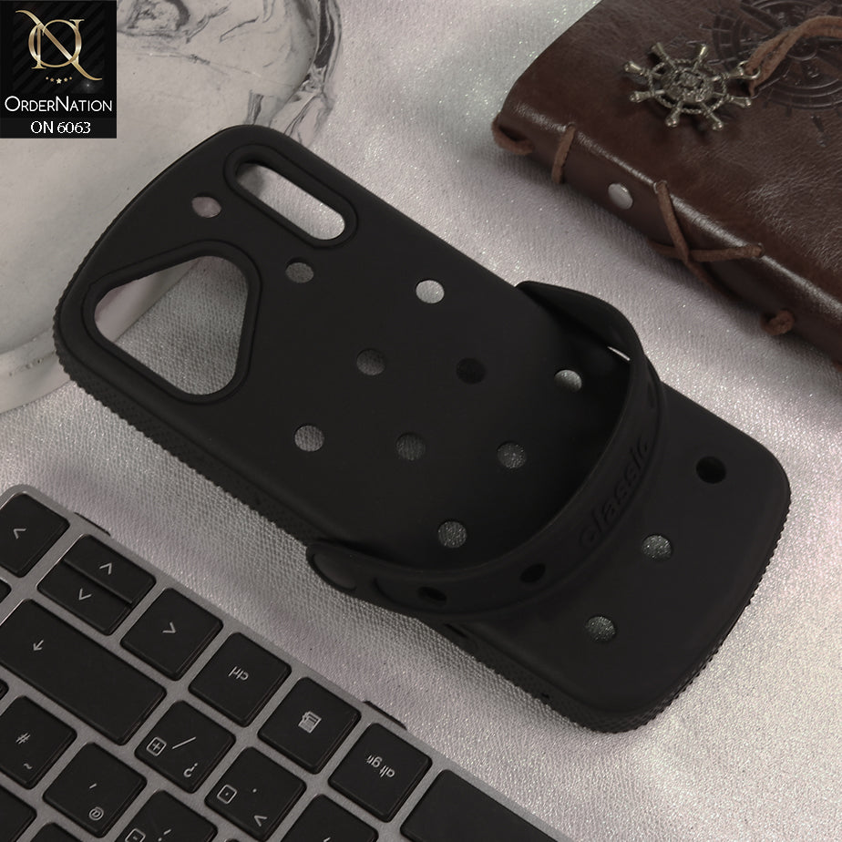 iPhone 17 Pro Max Cover - Black -  3D Croc Shoe Style Silicone Phone Case