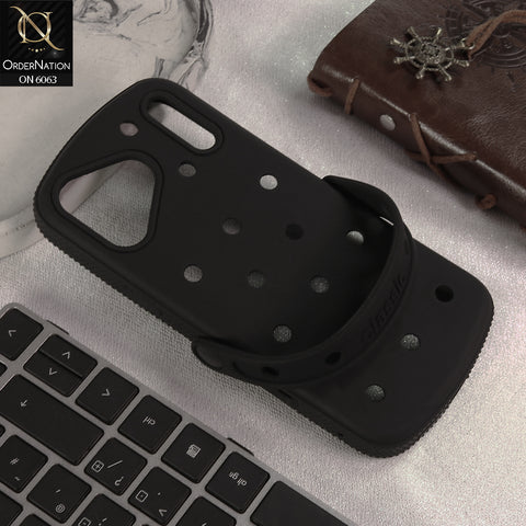 iPhone 17 Pro Max Cover - Black -  3D Croc Shoe Style Silicone Phone Case