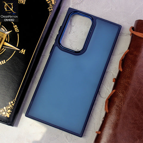 Samsung Galaxy S23 Ultra 5G Cover - Blue - Pc + Tpu Anti Scratch Space II Collection With Fancy Camera Ring Soft Case