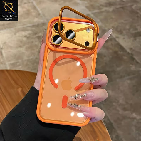 iPhone 17 Pro Max Cover - Orange - Premium Magnetic Transparent Phone Case with Built-in Camera Lens Protector