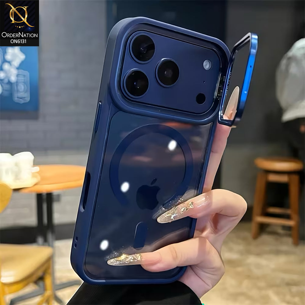 iPhone 17 Pro Max Cover - Blue - Premium Magnetic Transparent Phone Case with Built-in Camera Lens Protector