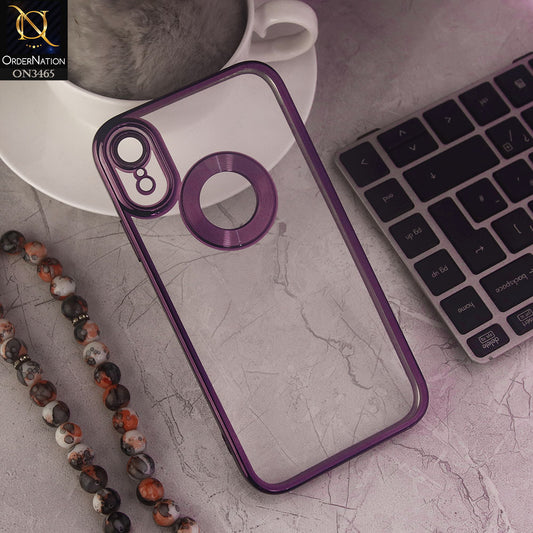 iPhone XR Cover - Purple - Soft Color Borders Logo Hole With Camera Protection Clear Back Case