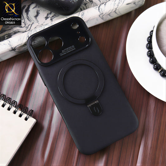 IPhone 17 Pro Max Cover - Black - Camera Finger Ring Kickstand Cover Magnetic Leather Feel Case,Protective Back Cover
