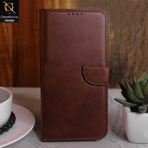 iPhone 13 Pro Max Cover - Dark Brown - New Magnetic Leather Flip Wallet With Card Slots Soft Case