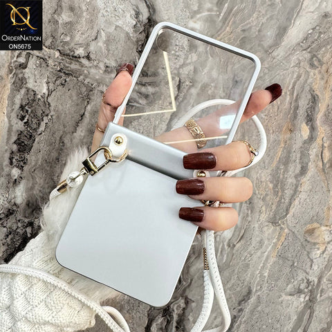 Samsung Galaxy Z Flip 7 Cover - Gray - New High Quality Protective Case With Cross Body Setup For Women