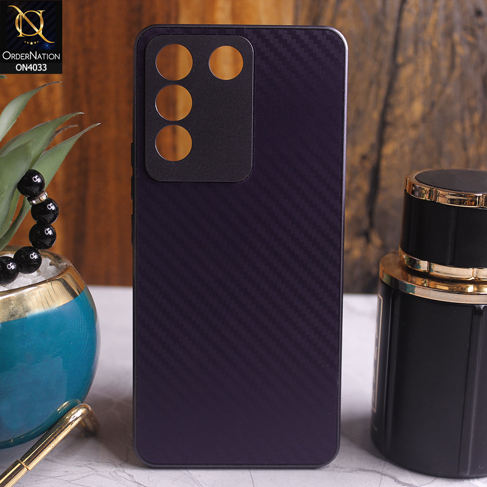 Vivo V27e Cover - Purple - New Carbon Fiber Soft TPU Protective Case