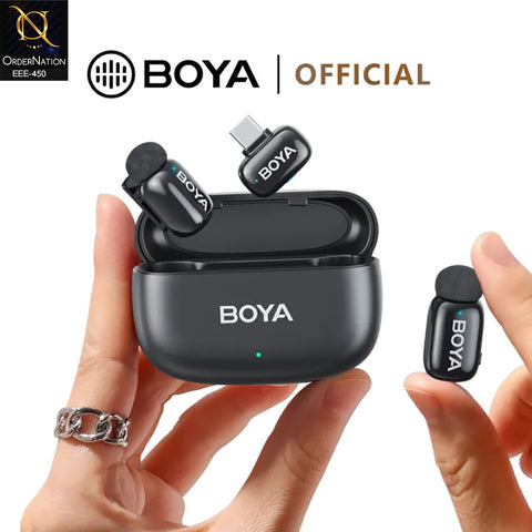 BOYA BY-MW10 Dual Channel Wireless Microphone with Charging Case With Lightning & Type C Adapter