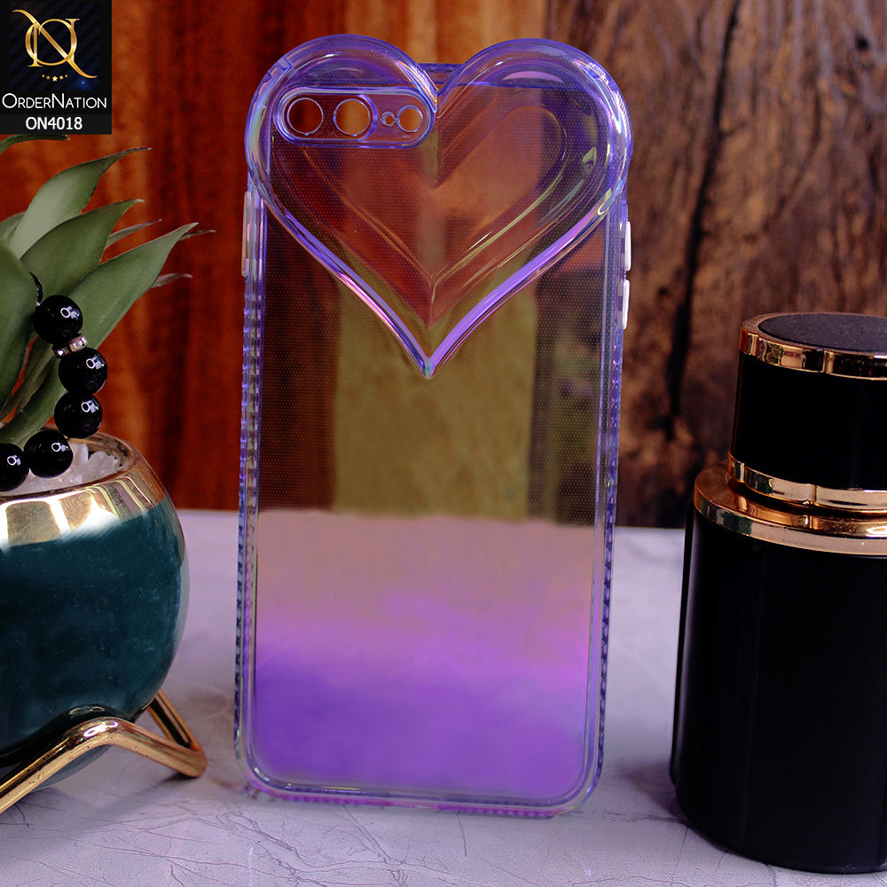 iPhone 8 Plus / 7 Plus Cover - Purple - New 3D Love Heart Camera Bumper  Frame Protective Soft Case