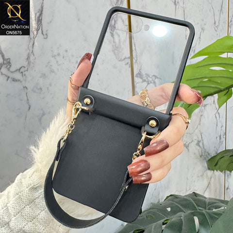 Samsung Galaxy Z Flip 7 Cover - Black - New High Quality Protective Case With Cross Body Setup For Women