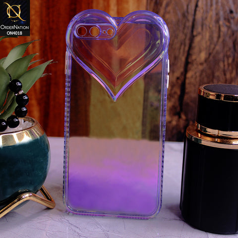 iPhone 8 Plus / 7 Plus Cover - Purple - New 3D Love Heart Camera Bumper  Frame Protective Soft Case
