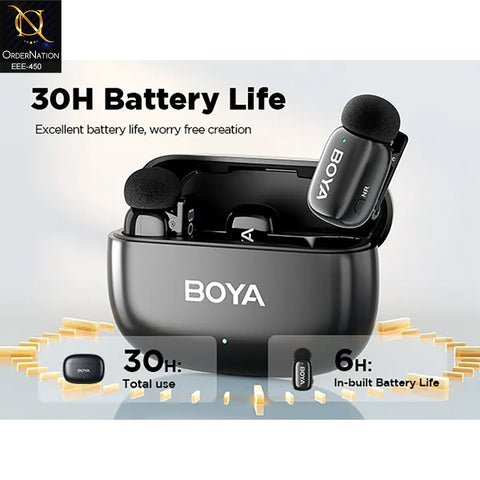 BOYA BY-MW10 Dual Channel Wireless Microphone with Charging Case With Lightning & Type C Adapter