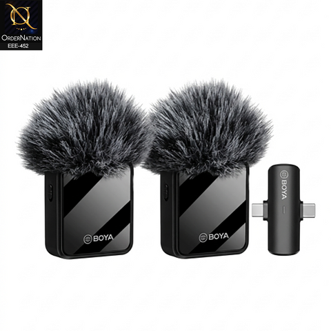 BOYA BY-MW9 Wireless Dual Microphone for Live Streaming & Content Creation With Type C & lightning Adapter