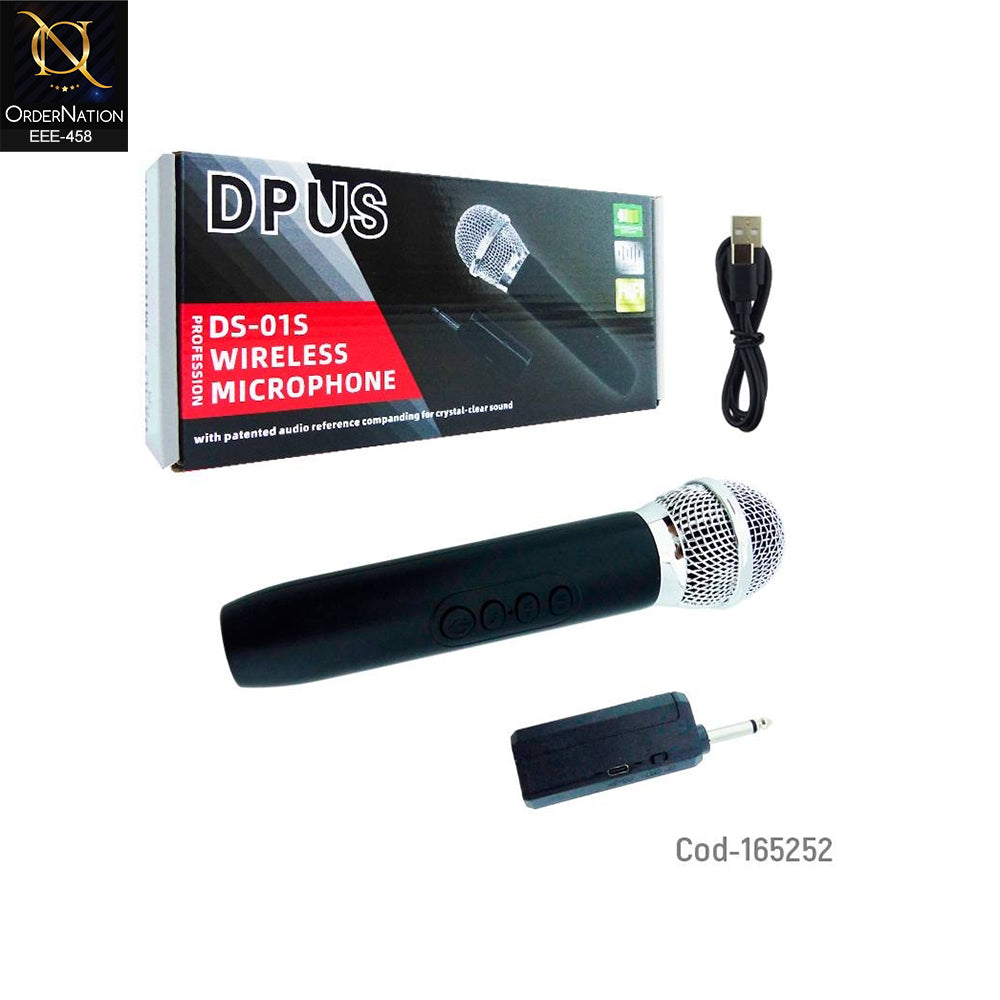 Professional Wireless Rechargeable Handheld Microphone DS-01S with Receiver for Karaoke, Events & Presentations With 6.5mm Microphone Jack