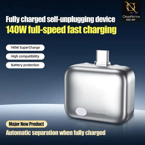 140W Fast Charging Automatic Pop-off Charging Disconnector Type-C, Smart Auto Stop Charging Adapter for Smartphones, Tablets & Gaming Devices