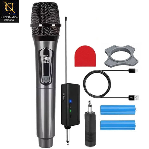 Professional Rechargeable UHF Wireless Handheld Microphone TTDM55 with Receiver for Karaoke, Stage & Events With 6.5mm Microphone Jack