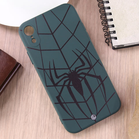 iPhone XR Cover - Dark Green- X-Spider Design Soft Phone Case - Silica Gel Case