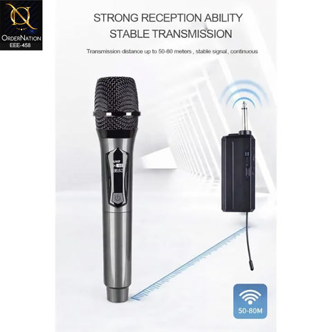 Professional Rechargeable UHF Wireless Handheld Microphone TTDM55 with Receiver for Karaoke, Stage & Events With 6.5mm Microphone Jack