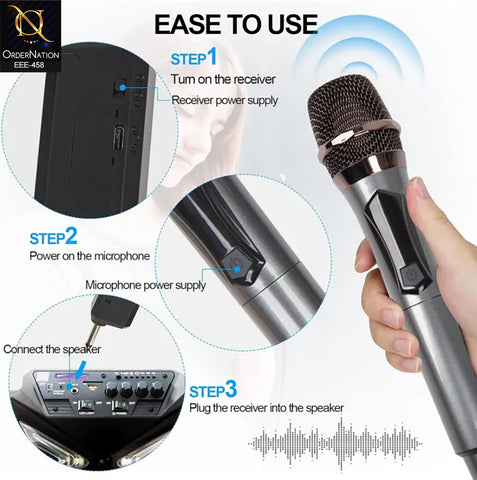 Professional Rechargeable UHF Wireless Handheld Microphone TTDM55 with Receiver for Karaoke, Stage & Events With 6.5mm Microphone Jack