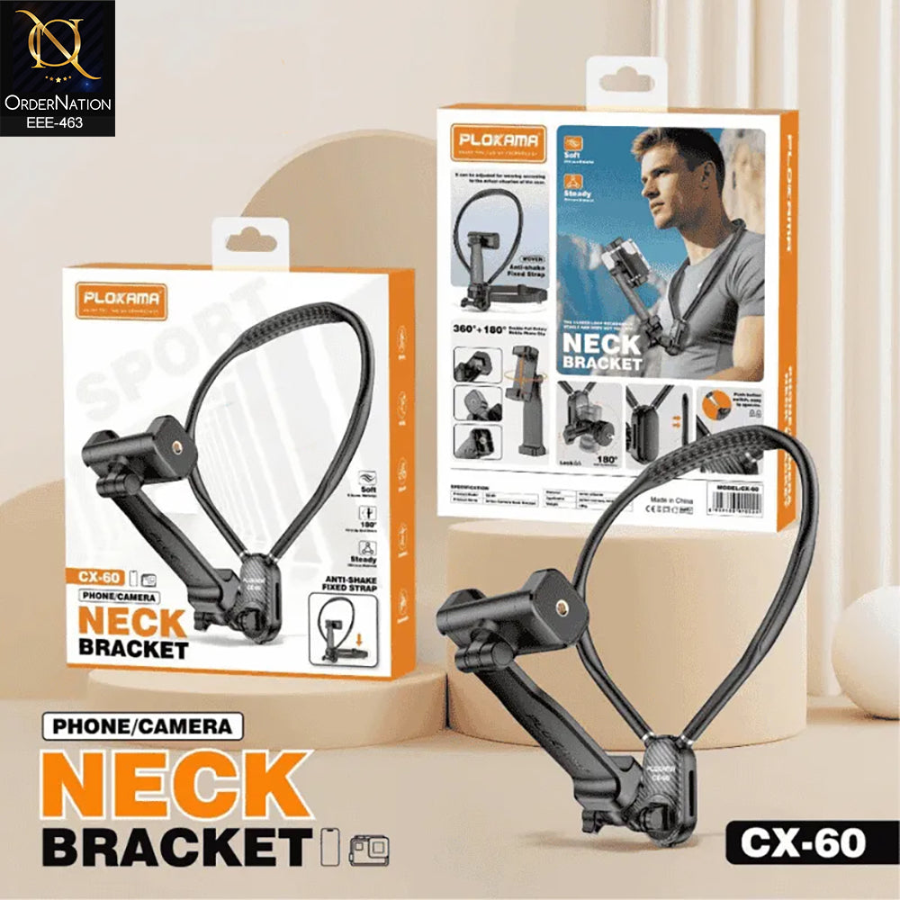 Plokama CX-60 Adjustable Neck Bracket Phone & Camera Mount for Vlogging, Recording & Hands-Free Shooting