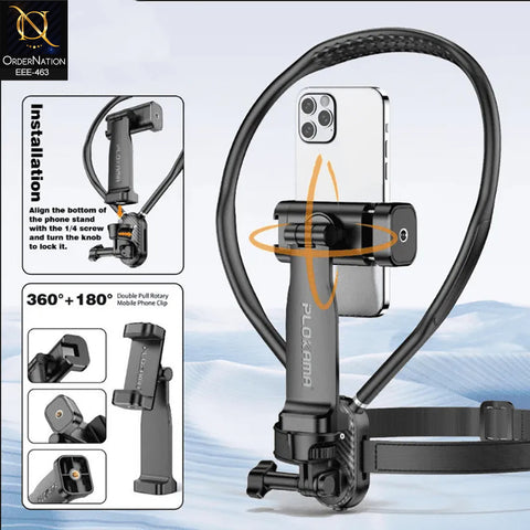 Plokama CX-60 Adjustable Neck Bracket Phone & Camera Mount for Vlogging, Recording & Hands-Free Shooting