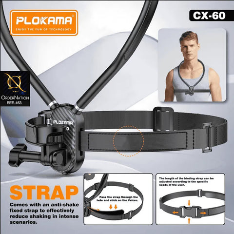 Plokama CX-60 Adjustable Neck Bracket Phone & Camera Mount for Vlogging, Recording & Hands-Free Shooting