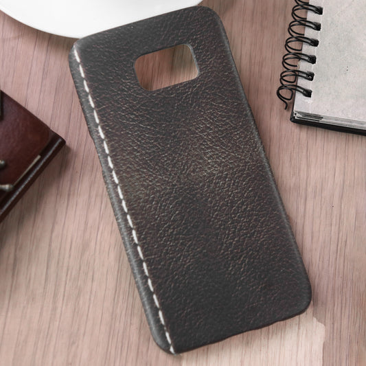 Samsung Galaxy S7 Edge  Cover - Brown - Hard Cover Look Like Leather Case