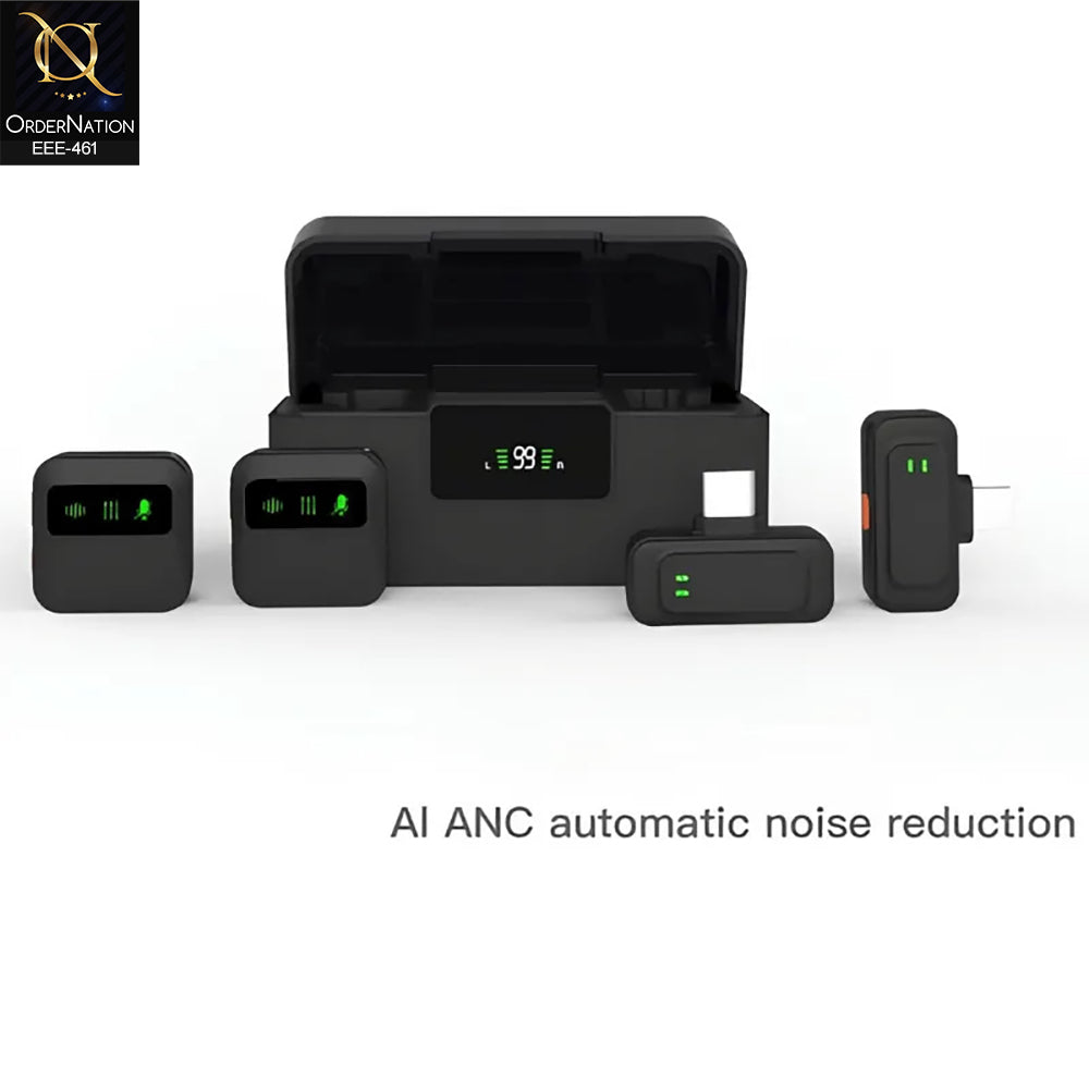 J22 4In1 Wireless Lavalier Microphone Dual Mic With Type C And Lightning Charging Case For iPhone And Android