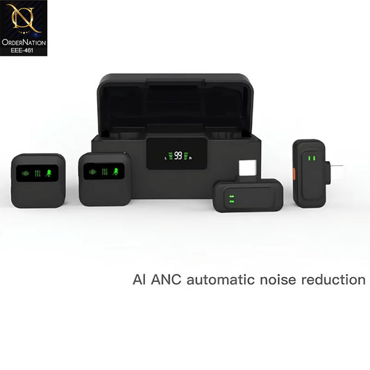 J22 4In1 Wireless Lavalier Microphone Dual Mic With Type C And Lightning Charging Case For iPhone And Android