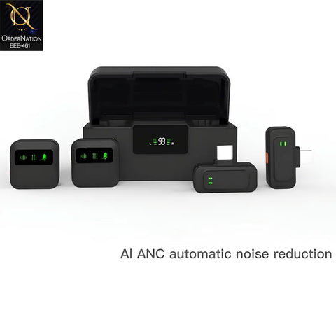 J22 4In1 Wireless Lavalier Microphone Dual Mic With Type C And Lightning Charging Case For iPhone And Android