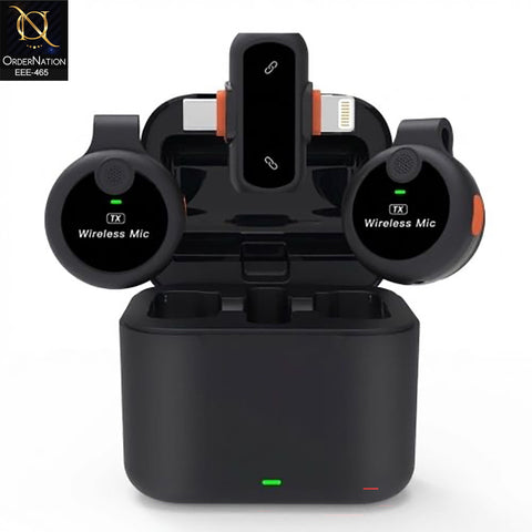 J33 Wireless Lavalier Microphone Dual Round Mic With Charging Case For Smartphone Vlogging And Live Streaming