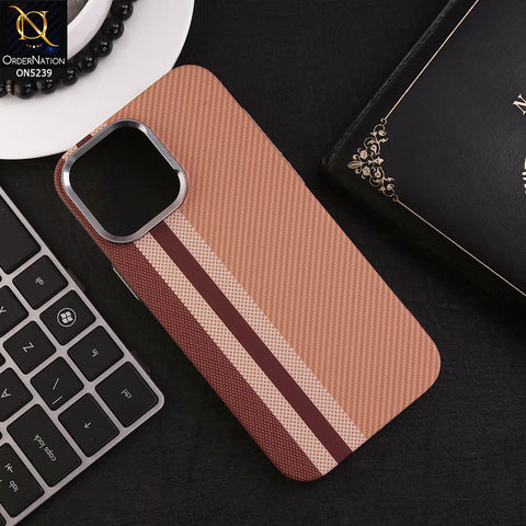 iPhone 16 Pro Max Cover - Orange - Carbon Fiber Texture Ultra Thin Shell Case With Metal Camera Ring Borders