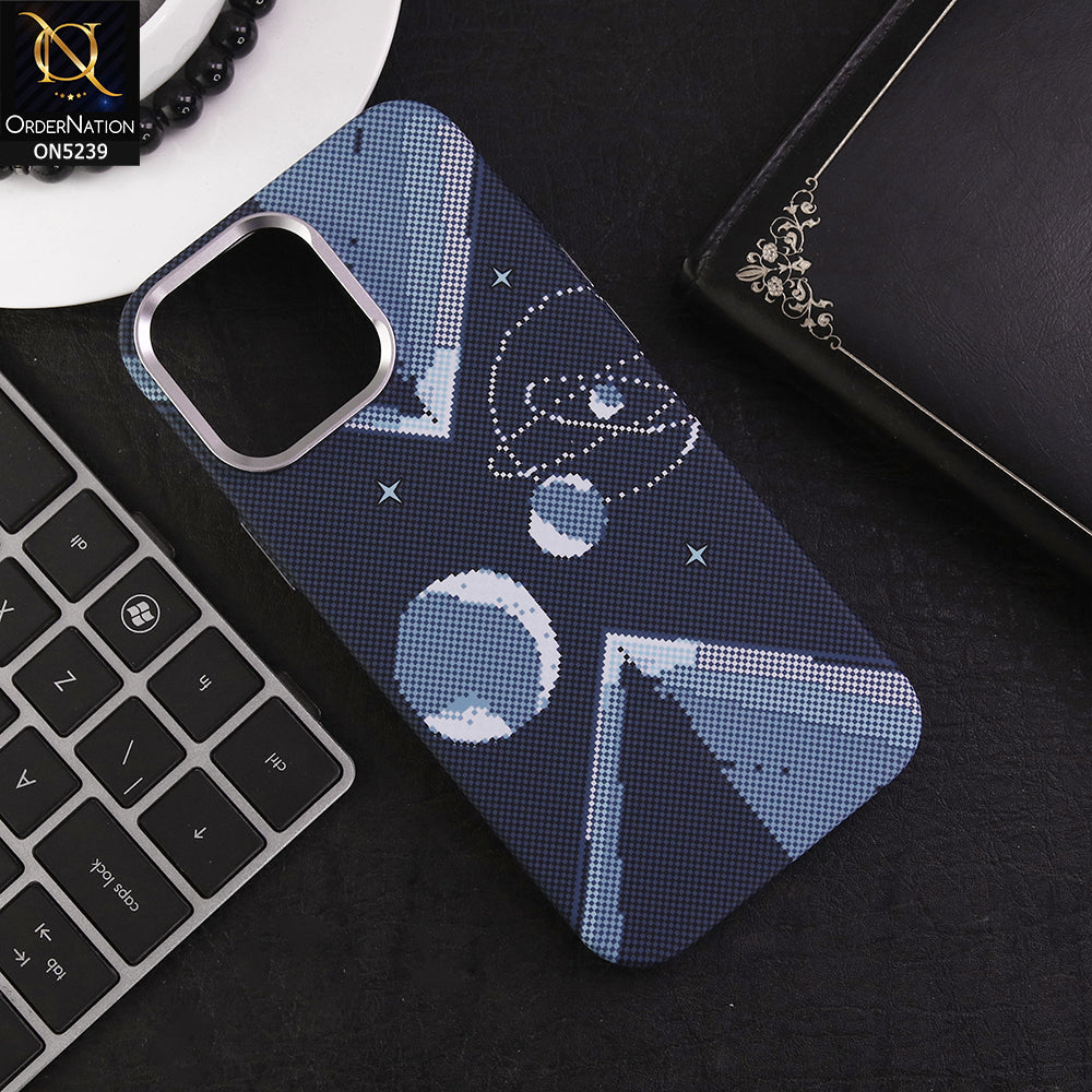 iPhone 16 Pro Max Cover - Dark Blue - universe luxo Carbon Fiber Texture Ultra Thin Shell Case With Metal Camera Ring Borders