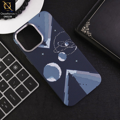 iPhone 16 Pro Max Cover - Dark Blue - universe luxo Carbon Fiber Texture Ultra Thin Shell Case With Metal Camera Ring Borders