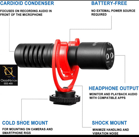 Boya BY-MM1 Plus Super Cardioid Condenser Shotgun Microphone For DSLR Camera And Smartphone Vlogging With 3.5 MM Audio Jack.