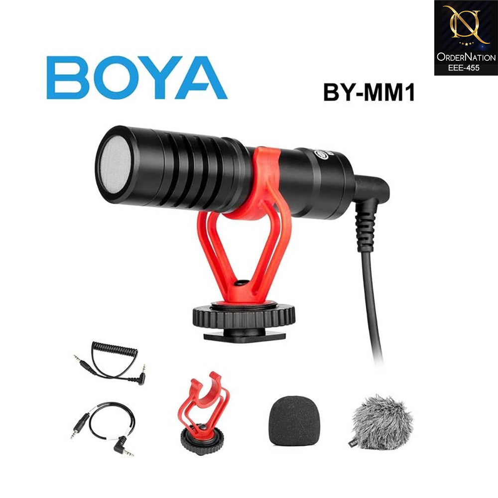 Boya BY-MM1 Plus Super Cardioid Condenser Shotgun Microphone For DSLR Camera And Smartphone Vlogging With 3.5 MM Audio Jack.
