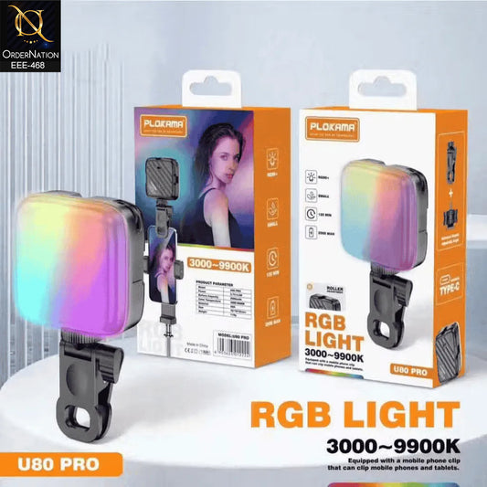 Plokama U80 Pro Clip-on RGB LED Video Light with 3000K-9900K Adjustable Temperature