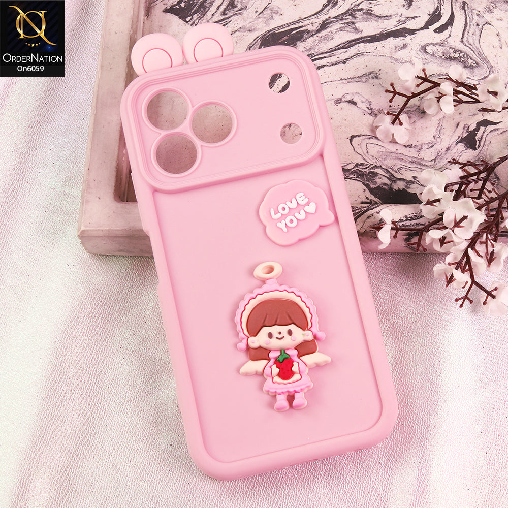 Tecno Spark 50 Cover - Pink - 3D Cute Cartoon Characters Soft Silicone Case with Camera Protection