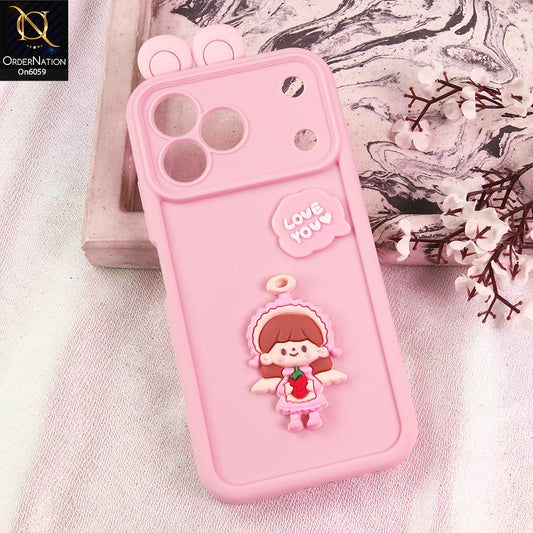 Tecno Spark 50 Cover - Pink - 3D Cute Cartoon Characters Soft Silicone Case with Camera Protection