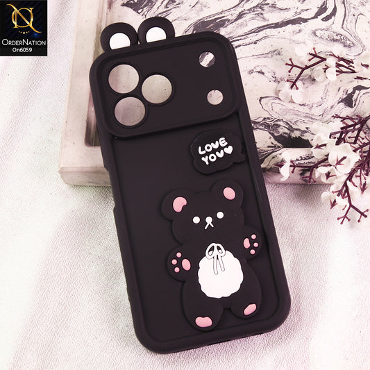 Tecno Spark 50 Cover - Black - 3D Cute Cartoon Characters Soft Silicone Case with Camera Protection