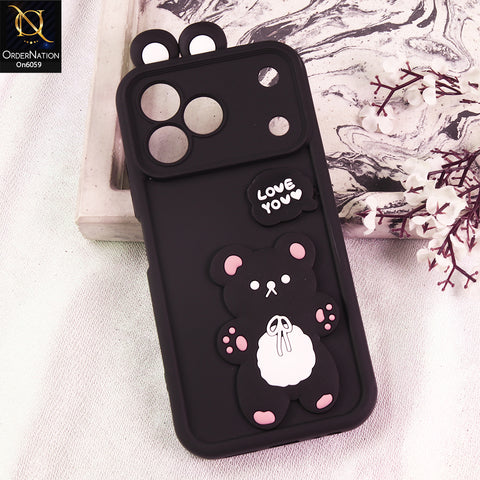 Tecno Spark 50 Cover - Black - 3D Cute Cartoon Characters Soft Silicone Case with Camera Protection