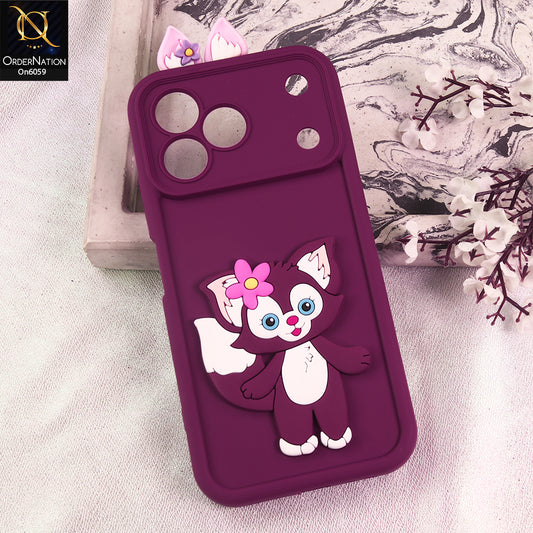 Tecno Spark 50 Cover - Maroon - 3D Cute Cartoon Characters Soft Silicone Case with Camera Protection