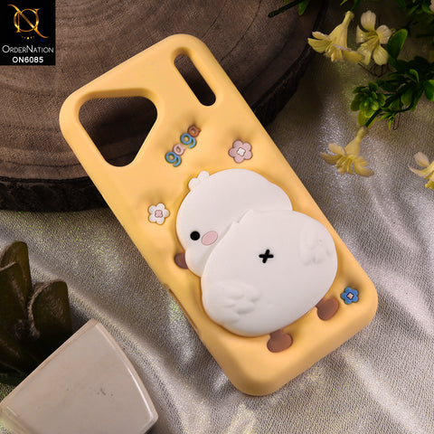 iPhone 17 Pro Max Cover - Yellow - 3D Cute White Bird Yellow Silicone Phone Case - Floral Soft Cover