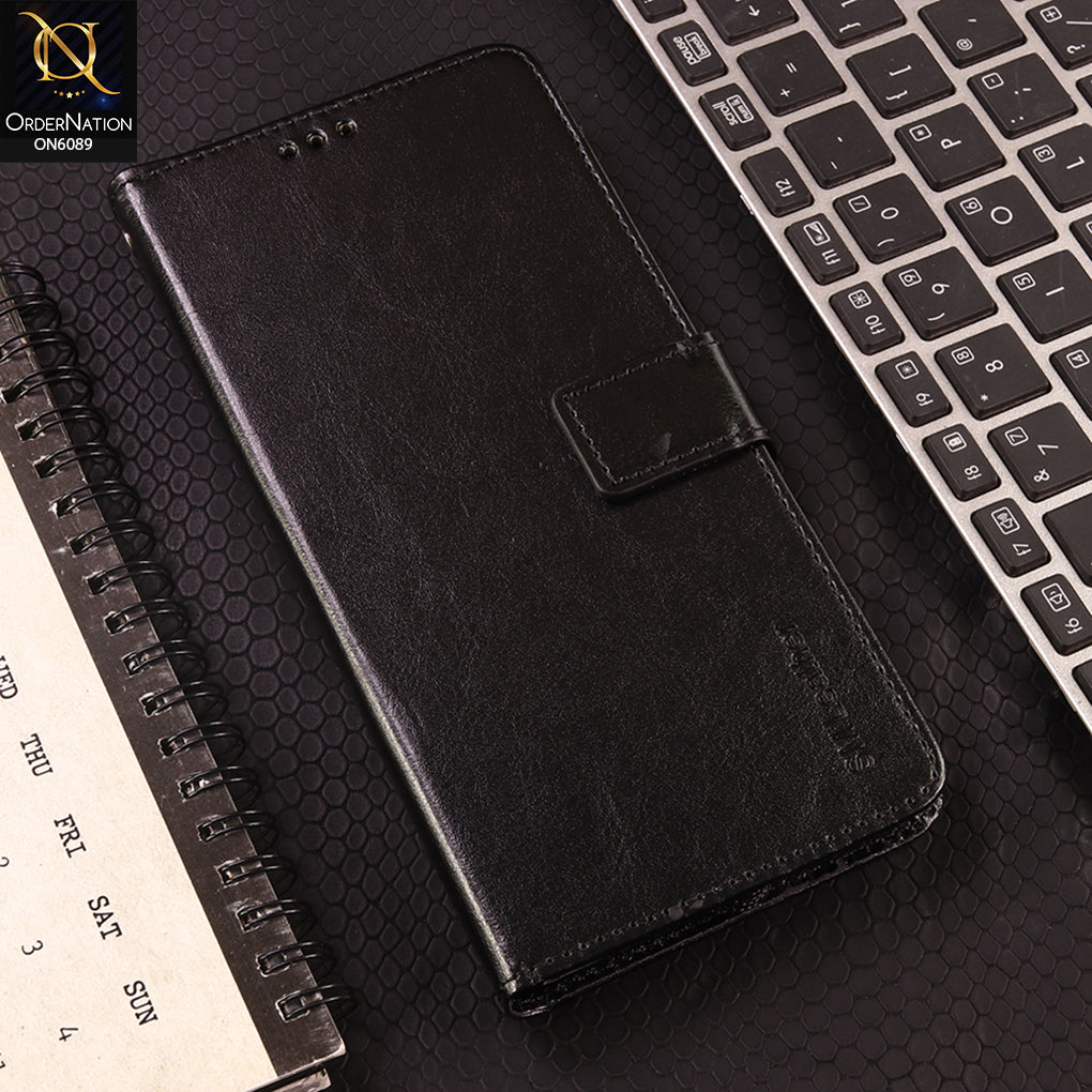 iPhone 16 Pro Max Cover - Black - SM Leather Magnetic Flip Cover with Card Holder & Stand Premium Wallet Case for Phone Protection