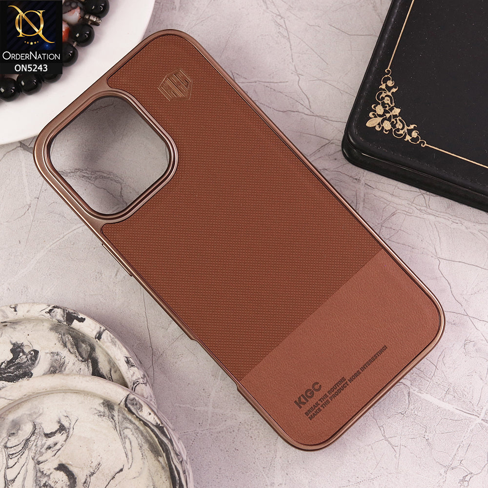 iPhone 16 Pro Max Cover - Brown - KIGC Leather Texture Phone Case Luxury Business Leather Phone Cover