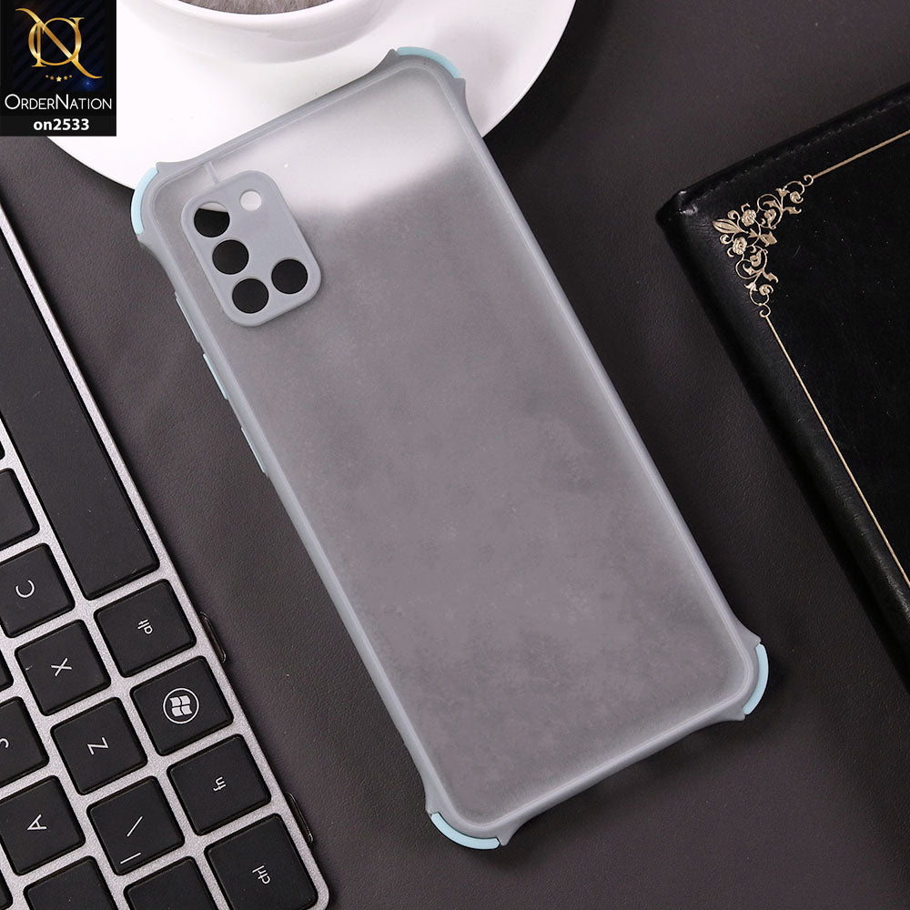 Samsung Galaxy A31 Cover - Grayish Blue- Semi Transparent Matte Shockproof Camera Ring Protection Case