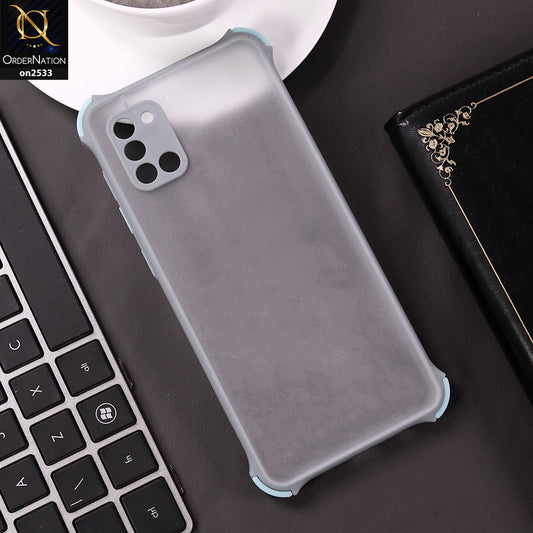 Samsung Galaxy A31 Cover - Grayish Blue- Semi Transparent Matte Shockproof Camera Ring Protection Case