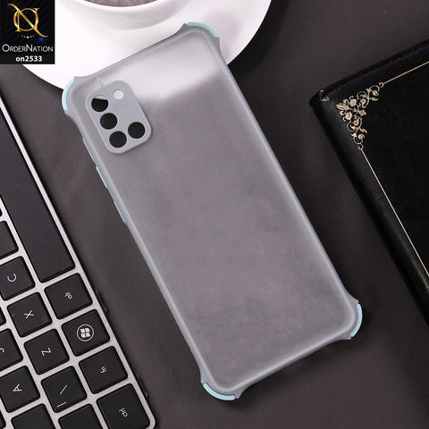 Samsung Galaxy A31 Cover - Grayish Blue- Semi Transparent Matte Shockproof Camera Ring Protection Case