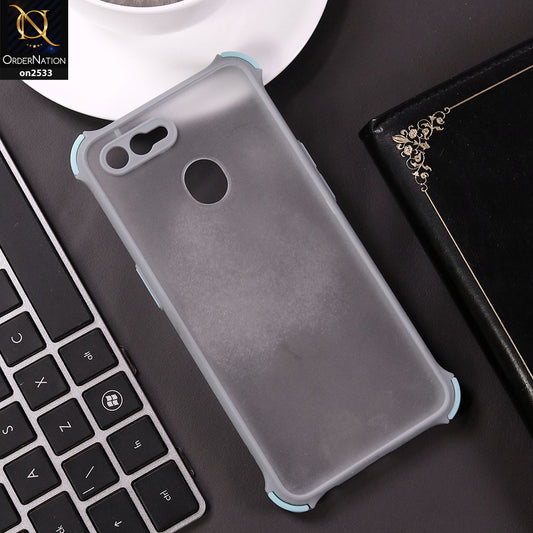 Oppo F9 / F9 Pro - Grayish Blue - Semi Transparent Matte Shockproof Camera Ring Protection Case