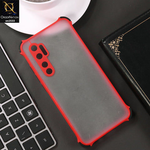 Xiaomi Mi Note 10 Lite Cover - Red - Semi Transparent Matte Shockproof Camera Ring Protection Case